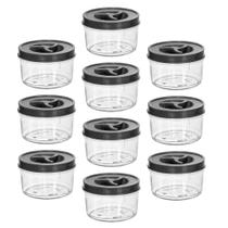 Jogo 10 Potinhos Transparente Redondo 300ml Tampa de Rosca BPA FREE