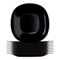 Jogo 10 Prato De Sobremesa Preto Quadrado Square 20cm Vidro Opalino Em Casa Tem