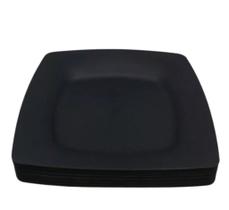 Jogo 10 Prato Quadrado Preto Plástico - Lanche Churrasco Espetinho Porções