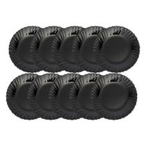 Jogo 10 Prato Raso de Vidro Preto Opalino Feston 26cm Em Casa Tem Jogo 10 Prato Raso de Vidro Preto Opalino Feston 26cm Em Casa Tem