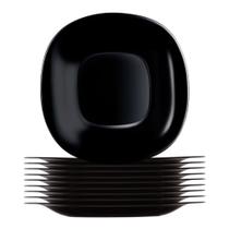 Jogo 10 Prato Raso Preto Quadrado Square 26cm Vidro Opalino Em Casa Tem Jogo 10 Prato Raso Preto Quadrado Square 26cm Vidro Opalino Em Casa Tem