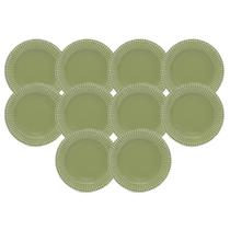 Jogo 10 Pratos de Sobremesa Frisada Verde Scalla 1ª Linha