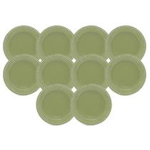 Jogo 10 Pratos de Sobremesa Frisada Verde Scalla 1ª Linha
