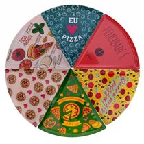 Jogo 10 Pratos para Pizza Triangular Decorados Rígidos