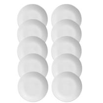 Jogo 10 Pratos Raso Coup Branco Liso Cerâmica Alleanza 29cm