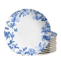 Jogo 10 Pratos Raso Coup Frutela 29cm Azul Cerâmica Alleanza.