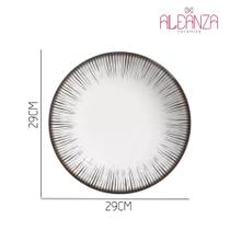 Jogo 10 Pratos Raso em Cerâmica Branco e Preto Coup Haya Alleanza 29cm