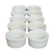 Jogo 10 Ramequins de Porcelana Branca - Tigelas 40ml com Forma Canelada