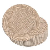 Jogo 10 Sousplat Redondo de Plástico Wolff com Textura de Rattan Bronze 33cm Jogo 10 Sousplat Redondo de Plástico Wolff com Textura de Rattan Bronze 33cm