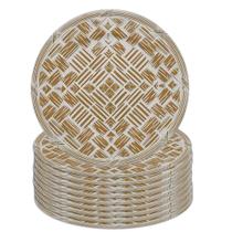 Jogo 10 Sousplat Redondo de Poliestireno Textura Palha BTC 36cm