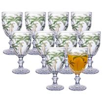 Jogo 10 Taça de Coqueiro Palm Tree Vidro Transparente com Desenho Palmeira Class Home 300ml Jogo 10 Taça de Coqueiro Palm Tree Vidro Transparente com Desenho Palmeira Class Home 300ml