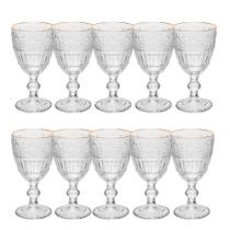 Jogo 10 Taça de Cristal Ecológico para Água Suco Mauve com Fio de Ouro 320ml Wolff Jogo 10 Taça de Cristal Ecológico para Água Suco Mauve com Fio de Ouro 320ml Wolff