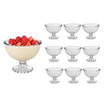 Jogo 10 Taça de Sobremesa Cristal Pearl Bolinha Wolff 200ml