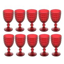 Jogo 10 Taça de Vidro Água Suco Roman Vermelho Wolff 345ml