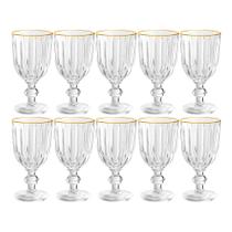 Jogo 10 Taça de Vidro com Borda Dourada Melina Premium Transparente para Água 260ml Haüskraft Jogo 10 Taça de Vidro com Borda Dourada Melina Premium Transparente para Água 260ml Haüskraft
