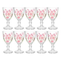 Jogo 10 Taça de Vidro Decorada Flores Borboletas Spring para Água e Vinho Haüskraft 350ml Jogo 10 Taça de Vidro Decorada Flores Borboletas Spring para Água e Vinho Haüskraft 350ml