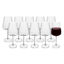 Jogo 10 Taça de Vinho Tinto Cristal Ecológico Titânio Transparente Alex 600ml Wolff