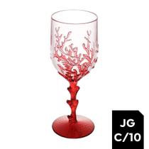 Jogo 10 Taças Acrílico Coral Vermelho Wolff 450ml