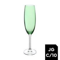 Jogo 10 Taças Champanhe Gatro Cristal Ecológico 220ml Verde