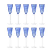 Jogo 10 Taças de Champanhe Espumante de Vidro Orquídea Azul 200ml Wolff Jogo 10 Taças de Champanhe Espumante de Vidro Orquídea Azul 200ml Wolff