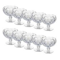 Jogo 10 Taças de Sobremesa Coquetel Drinks Diamond Diamante Clear Class 310ml
