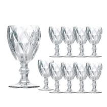 Jogo 10 Taças de Vidro Diamond Cor Transparente para Água Vinho Lyor 325ml