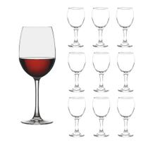 Jogo 10 Taças de Vinho Degustação Vidro Transparente Eden Class Home 340ml