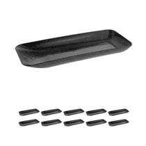 Jogo 10 Un Travessa Retangular P/ Petiscos Petisqueira Preto