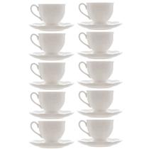 Jogo 10 Xícara de Café com Pires em Porcelana New Bone Butterfly Borboleta e Flores 100ml Lyor
