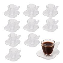 Jogo 10 Xícara de Café de Vidro com Pires Butterfly Borboleta 80ml Wolff