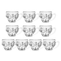 Jogo 10 Xícara de Café de Vidro Transparente Roks 105ml Em Casa Tem