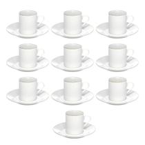 Jogo 10 Xícara de Café Porcelana Borda Dourada com Pires Royal Premium 90ml Haüskraft Jogo 10 Xícara de Café Porcelana Borda Dourada com Pires Royal Premium 90ml Haüskraft