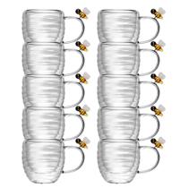 Jogo 10 Xícara de Café Vidro Parede Dupla Abelha Lovely Bee 80ml Lyor