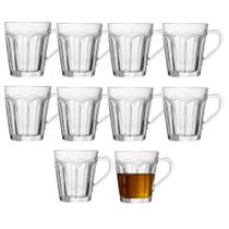 Jogo 10 Xícara de Chá Café Belle Epoque Vidro Resistente Transparente 180ml Lyor