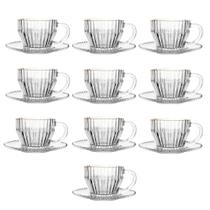 Jogo 10 Xícara de Chá Cristal Transparente com Fio de Ouro Império 220ml Wolff Jogo 10 Xícara de Chá Cristal Transparente com Fio de Ouro Império 220ml Wolff