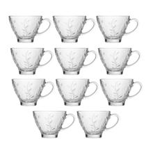 Jogo 10 Xícara de Chá de Vidro Flores Clear Lily 220ml Em Casa Tem