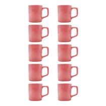 Jogo 10 Xícaras 80mL Café Expresso Rosa Mini Canecas Chá Jogo 10 Xícaras 80mL Café Expresso Rosa Mini Canecas Chá