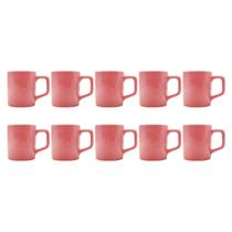 Jogo 10 Xícaras Café Cerâmica Colors 80mL Rosa Vibrante