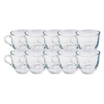 Jogo 10 Xicaras Chique Vidro Liso 150ML Ideal Cha Cafe Resistente
