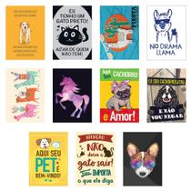 Jogo 11 Placas Decorativas Animais Modelo 1 Em Mdf 19X28,5Cm