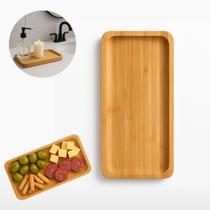 Jogo 12 Bandejas Bambu Retangular Decoração Servir Café 24cm