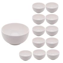 Jogo 12 Bowl de Porcelana Tigela Cumbuca Cor Branco New Bone Lagos Lyor 11,5cm