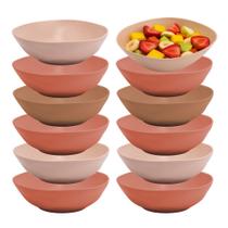 Jogo 12 Bowl Mini Tigela Bambu PP Cores Sortidas Sobremesa Caldos Sopa Lyor 250ml