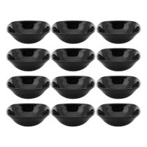 Jogo 12 Bowl Preto de Vidro Opalino Mini Tigela Quadrada 13,5cm Sobremesa Porções Cereal Em Casa Tem