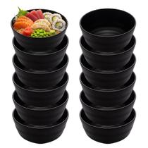 Jogo 12 Bowl Preto Tigela Japonesa Tokyo Melamina Comida Restaurante 450ml Lyor