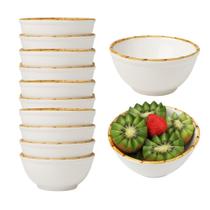 Jogo 12 Bowl Tigela Cumbuca Branco para Sopa Caldos Bambu Cerâmica Scalla 500ml