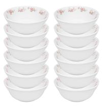 Jogo 12 Bowl Tigela Cumbuca Caldos Sobremesas Flowers Pink Vidro 400ml Em Casa Tem