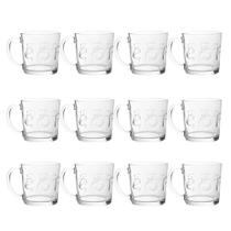 Jogo 12 Caneca de Vidro 340ml Cappuccino Café Chá Coffe Florende Em Casa Tem