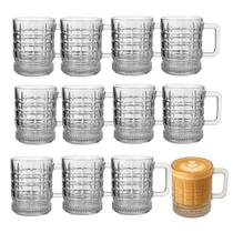 Jogo 12 Caneca de Vidro Café Cappuccino Quadrados Elusia 250ml Em Casa Tem