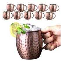 Jogo 12 Caneca Moscow Mule Alumínio Cobre Bronze Drinks Bar 500ml